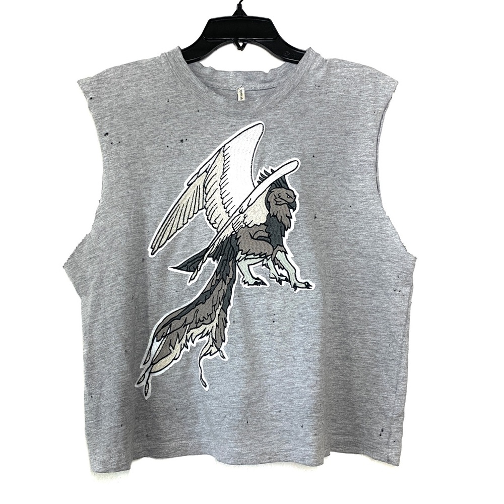 Emma & Sam Embroidered Distressed Sleeveless Rockstar Tank T-shirt